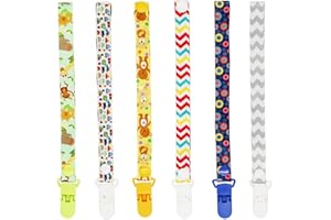 Clip Per Ciuccio, FenFang Regolabile Catenella Ciuccio, Cordino Clip per Succhietto, Catenelle Per Ciuccio Catenella Portaciuccio Catena Ciuccio Per Baby Ragazzi Ragazze, 6 Pezzi