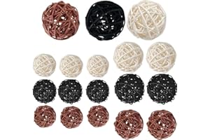 LATRAT 18 piezas bolas decorativas de ratán, bolas decorativas de mimbre, bolas de ratán, bolas de boda, decoración de mesa, fiestas, decoración colgante, aromaterapia, fragancia, conejo, pájaro, loro