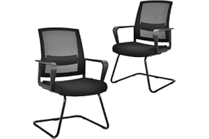 ‎COSTWAY COSTWAY Freischwinger Stühle 2er Set, Schwingstühle mit Armlehne, Konferenzstühle, Bürostühle, Computerstühle bis 136kg belastbar, Besucherstühle für Büro, Konferenzraum, Arbeitszimmer