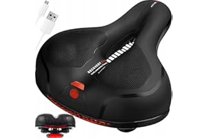 ALJOIR Sillín para Bicicleta Transpirable de Gel Absorbente de Golpes con Luz LED Incorporada, Asiento de Bicicleta Antiprostatico Cómodo para BMX, Bicicleta de Carretera, Bicicleta de Montaña