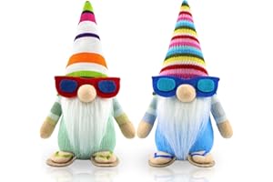 Godeufe Set of 2 Summer Beach Gnome Figures Spring Decoration Handmade Scandinavian Tomte for Party Farmhouse Home Table Decoration