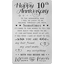 Biglietto Romantico Per 10° Anniversario, Con Scritta 'If I Live Longer, I Will Love You Sooner' (in Inglese). Include Busta, Adesivi E Foglio Guida. 120x170 Mm. Prodotto Nel Regno Unito. - 3