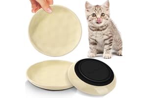 Ezvsevuo 3 Piezas Comedero Gato Ceramica, Cuencos Gato con Base de Silicona Antideslizante, Cat Feeder Beige Aliviar la Fatiga de la Barba, Comedero para Perros Gatos