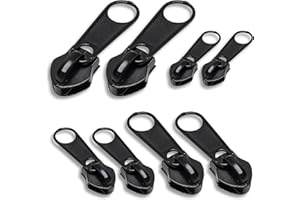 iwiio Zipper Pull Replacement - 8Pcs Zip Repair Kit, Spare Zip Puller Replacement, Assorted Sizes Removable Metal Zipper Pulls, Essential Sewing Supplies for Quick Repairs, for Clothes,Jeans,Luggage