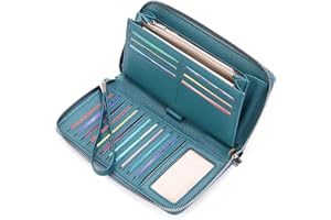 GAEKEAO Portafoglio Donna Grande in Pelle con Blocco RFID, Portamonete con Chiusura a Cerniera, Borsellino Idee Regalo