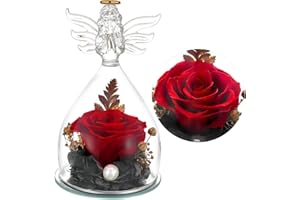 Daover Geschenke für Mama, Ewige Rose im Engel Figur, Handgefertigte Ewige Blume Engel Figur, Muttertagsgeschenke für Mama, Geschenk für Oma, Schutzengel, Ewige Rose Engel, Rote Echte Rose