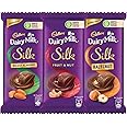 Cadbury Dairy Milk Silk Small Chocolates Combo (2 X Silk Roast Almond With Whole Nuts 58G, 2 X Silk Hazelnut 58G And 2 X Silk Fruit And Nut 55G), 342 Grams