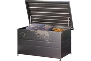 GFP PRIMEYARD® Cassapanca da esterno 132x64x72 cm baule da esterno metallo antracite impermeabile