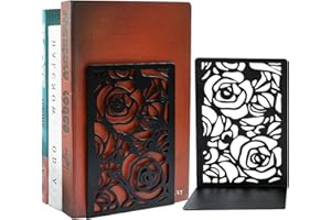 GOSLYLY Fermalibri Reggilibri da Mensola Metallo-Fermalibro Nero per Casa, Ufficio, Scuola, Biblioteca, Bambini 1 paio (Nero Onda)