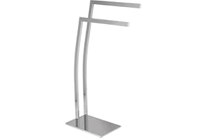 Relaxdays WIMEDO Corner Towel Rack, Size: 80 x 32 x 20 cm Stainless Steel Free-Standing Towel Stand with 2 Rails, Silver