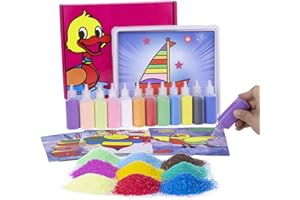 Berry President 12 Paquetes de Tarjetas de Pintura de Arena Art Kids Coloring DIY Paper Craft Kit con 12 Botellas de Arena de Colores para niños (Multicolor para niñas)