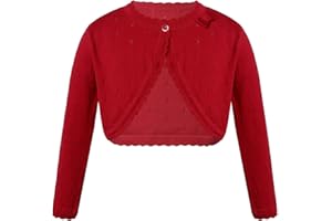 Oyolan Kids Girls Long Sleeve Knit Bolero Cardigan Shrug Dress Coat Button Cropped Sweater Jacket Flower Girls Dress Cover Up