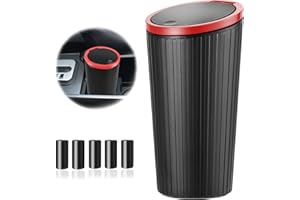 HCUNBSU Auto Mülleimer mit Deckel, Automülleinmer Klein, Auto Mülleimer Innenraum, Wasserdicht & Geruchshemmend, mit 5 Rollen Müllbeutel, Praktischer Mini Mülleimer für Autos, Zuhause, Büro, Schlafzimmer