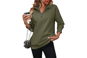 LEKOPUR Half Zip Pullover Sweatshirt Women V Neck Jumpers Autumn Winter Long Sleeve T Shirts Tops Ladies Plain Sweatshirts y2k Jumper Womens Basic Long Sweaters for Women