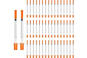 50 stycken 1 ml sprutor 30 G-13 mm, steril plastsprutor med lock, råmjölsspruta 1 ml för liten husdjursmatning, växtbevattnin