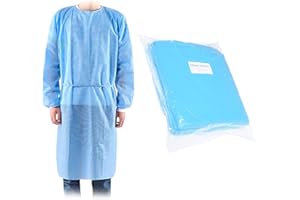 DMM-EUROPE 10x Schutzkittel Einweg Wasserabweisend 25GSM - Vliesstoff aus 100% Polypropylen – CE Einheitsgröße – Beutel mit 10 Stück - Schutzkategorie Klasse I – Professionelle Qualität - Blau - Dmm-Europa