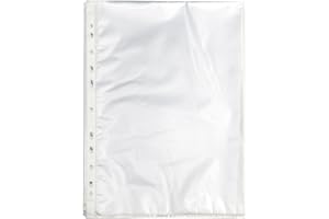Pukka Pad, A4 Clear Punched Pockets – Pack of 100 Page Protectors with Frosted Finish and 11 Holes for Compatibility with Ring Binders and Lever Arch Files for School, Home, and Office Documents