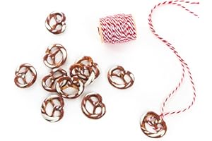 ‎LOGBUCH-VERLAG Logbuch-Verlag 24 kleine Brezeln mit Kordel rot weiß bayerische Dekoration Breze Deko Oktoberfest Tischdeko Trachtenschmuck basteln