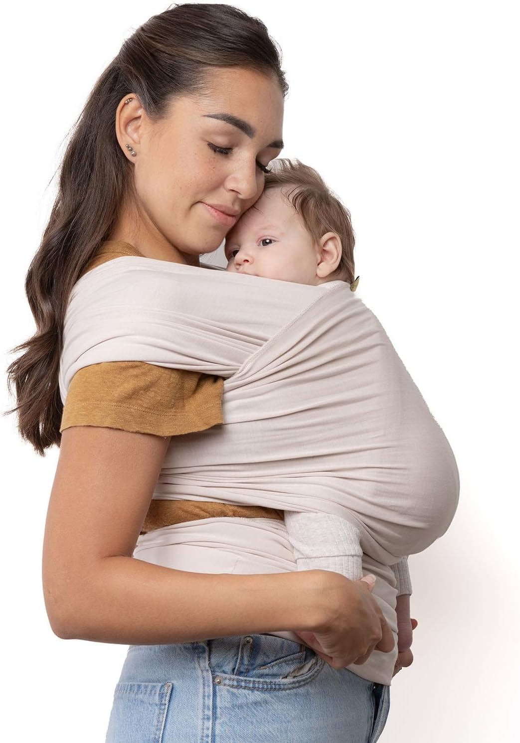 Boba fular portabebé para recién nacidos y niños - Porta bebés recién nacido elástico - Porteo bebé manos libres - Marsupio bebé - Porta bebé y niño de 3 a 15 kilos (Organic Stone)