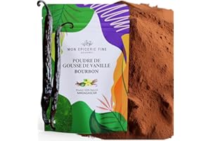 MON EPICERIE FINE GOURMET Mon Epicerie Fine 25g Poudre de VANILLE BOURBON de Madagascar - obtenu d'une gousse de vanille bourbon entière 100% Naturelle. Sélection gourmet sachet ZIP recyclable fabriqué en EUROPE