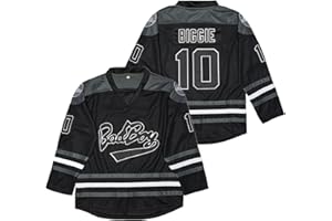 KYNKOW Men's #10 Smalls Bad Boy 90S Hip Hop Long sleeve Black hockey Jersey