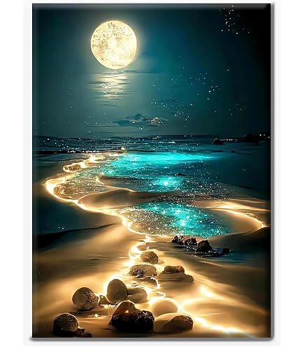 Acquista Kit per pittura diamante Paesaggio Mare 5D Fai da te Diamante Ricamo Luna Strass Mosaico Punto croce Regalo fatto a mano in Italia a partire da 4.33