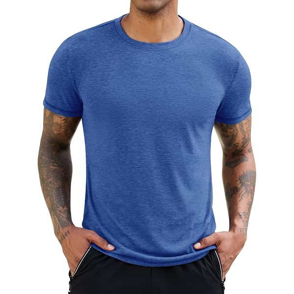 Maglietta da uomo a maniche corte, traspirante, per sport, da trainning, classica, casual, maglietta estiva, tinta unita, Ag., S