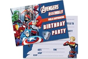 HEAWAA 20Pcs Superhero Party Invitations for Kids, Avengers Theme Birthday Party Invites Card for Girls Boys Birthday Celebration Party Supplies