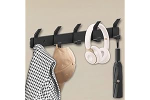 QMAHA Kleiderhaken Wand, Hakenleiste Kleiderhaken Wand mit 5 Haken, Garderobenhaken Hakenleiste Moderne Garderobe Wandgarderobe, Kleiderhaken Metall Garderobenleiste für Bad Küche Schlafzimmer