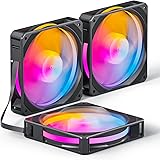 upHere Ventola LED RGB indirizzabile PWM da 120mm,bassa rumorosità,Velocità fino a 1800 giri/min,Funzione Daisy-Chain,Ventole