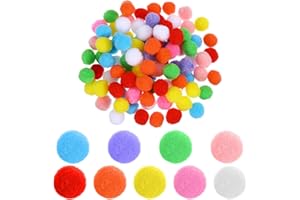 Tyqour 100 Stück Bunte Pompons zum Basteln, 20mm Pompoms Bommeln zum Basteln Mini Pompons Bunt Filzkugeln Klein Bunte Pom Poms für Weihnachten Ostern Kinder DIY Kreativen Handwerk Dekorationen