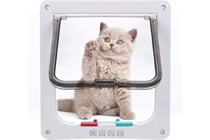 Sailnovo Chatière, Trappe pour Chiens 4 Voies, Fermeture magnétique -pour Chats, Gros Chiens - 23,5 x 25 x 5,4 cm - Trappe pour Chiens, chatière, Installation Facile avec Cadre télescopique