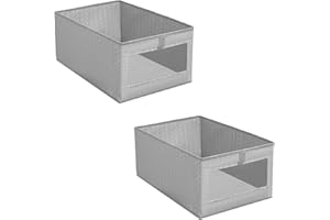 lompyeu Scatole Portaoggetti, 2 Pcs 40 x 30 x 19.5 cm Scatola Porta Oggetti- Design Sottile e Leggero, Ceste Contenitori per Armadio Vestiti Bagno Organizer