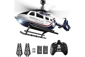 DEERC Helicoptere Telecommande Enfants, RC Militaire de Sauvetage avec Maintien d’Altitude, Décollage/Atterrissage à Une Touche, Lumière LED, Alerte de Batterie Faible, Cadeau pour Garçons