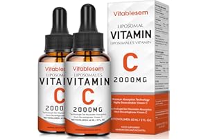 VITABLESEM Liposomales Vitamin C Flüssig 2000 mg, 2 Flaschen, Hochdosiert Ascorbinsäure, Maximale Absorption Vit C Tropfen, Vegan