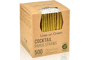 LIVES ON GREEN 500 pajitas de cóctel de papel dorado de 14,6 cm para fiestas, bodas, bares, restaurantes