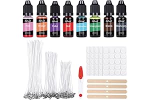ALLAVA Kit de Fabrication de Bougies avec 100 Mèches, 8 Cires, 100 Autocollants et 4 Supports de Mèche pour Adultes et Enfants