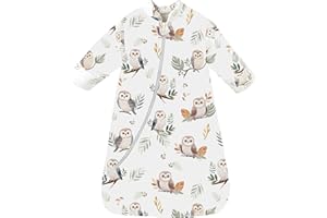 Chilsuessy Baby Schlafsack Winter 2.5 Tog für Kleinkinder und Neugeborene - Ganzjahres Schlafanzug Jungen Mädchen, Eule/2.5 Tog, M (75-90 cm)