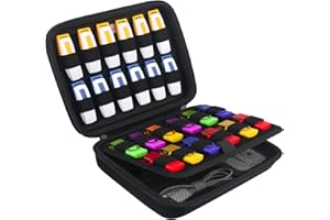 BOVKE 34 Ranuras Estuche para Unidad Flash Estuche USB Estuche para Almacenamiento de Memoria para Tarjeta SD para Sandisk, Bolsillo Adicional para Bancos de energía, Cables de Cargador, Negro