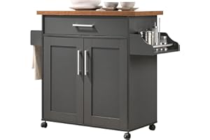 Hodedah Import Kitchen Island, Wood, ‎Space-Saving Modular & Stylish Storage, Multi-purpose Unit, 39.37 x 114.05 x 89.41 cm; 29.03 Kilograms, Grey-Oak