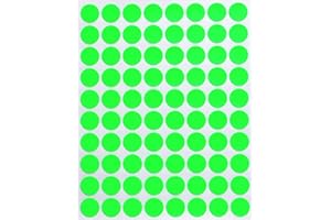 Royal Green Adesivi Rotondi Verdi Fluorescenti 13mm di Diametro - Etichette Adesive Colorate Scrivibili Multiuso - Bollini da 1,3cm - Confezione da 1200 Pezzi