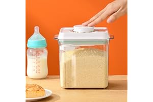 MZSX Caja de leche en polvo One Touch de 2,4 L, cubierta con escala de fecha, con cuchara, dispensador de polvo de fórmula portátil, recipientes sellados de almacenamiento de alimentos con tapas, para