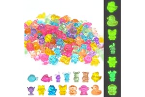 LXBCTOP Pack of 120 Mini Resin Animals Set, Luminous Mini Animal Figures, Colourful Miniature Animals, DIY Small Figures for Decoration of Landscape Gardens, Bonsai, Fish Tanks and Aquariums (Random