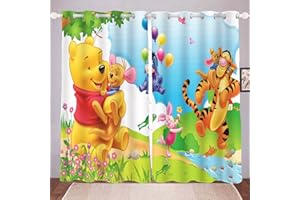 HNSRYLQX Winnie Puuh Verdunklungsgardine Ösen Für Schlafzimmer, Kinder Vorhänge, 100% Polyeste Vorhang Kinderzimmer Junge (11,150x 166 cm)