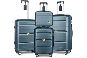 Sea choice Kofferset 4tlg Handgepäck Trolley Koffer mit Beautycase Hartschalen Polypropylene Reisekoffer TSA Schloss 4 Doppel-Rollen S-M-L-XL