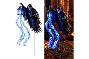 Halloween själ skördare insatsljus, sol animerad spöke utomhus trädgård