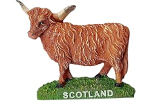 Thomas Benacci Highland Cattle Fridge Magnet - Scottish Longhorn Cow / Scotland Souvenir / for Visitors and Hosts of Edinburgh, Stirling, Fort William, The Hebrides