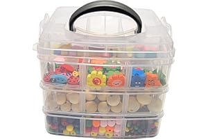 PERLIN Kit de bricolage pour enfants en perles en bois dans une boîte de 1000 pièces DIY Mélange coloré naturel perles en bois coloré