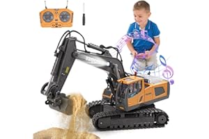 Daioller Escavatore Telecomandato per Ragazzi e Ragazze di età Superiore a 5 anni, Macchinine RC da 2.4 GHz con Luce, Suono e Rotazione a 680 °, Regalo Compleanno Giocattolo da Costruzione