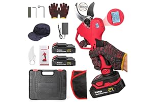 EZNAOBO Electric Pruning Shears, 50mm Powerful Pruning Shears, Cordless Pruner with 2x7500mAh Batteries, Digital Display, 1000W Brushless Motor, Garden Secateurs for Gardens, Orchards